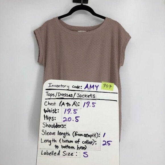 Aritzia Wilfred Blush Pink Anvers Jacquard Knit Open Back Short Sleeve T-Shirt S - Picture 14 of 15